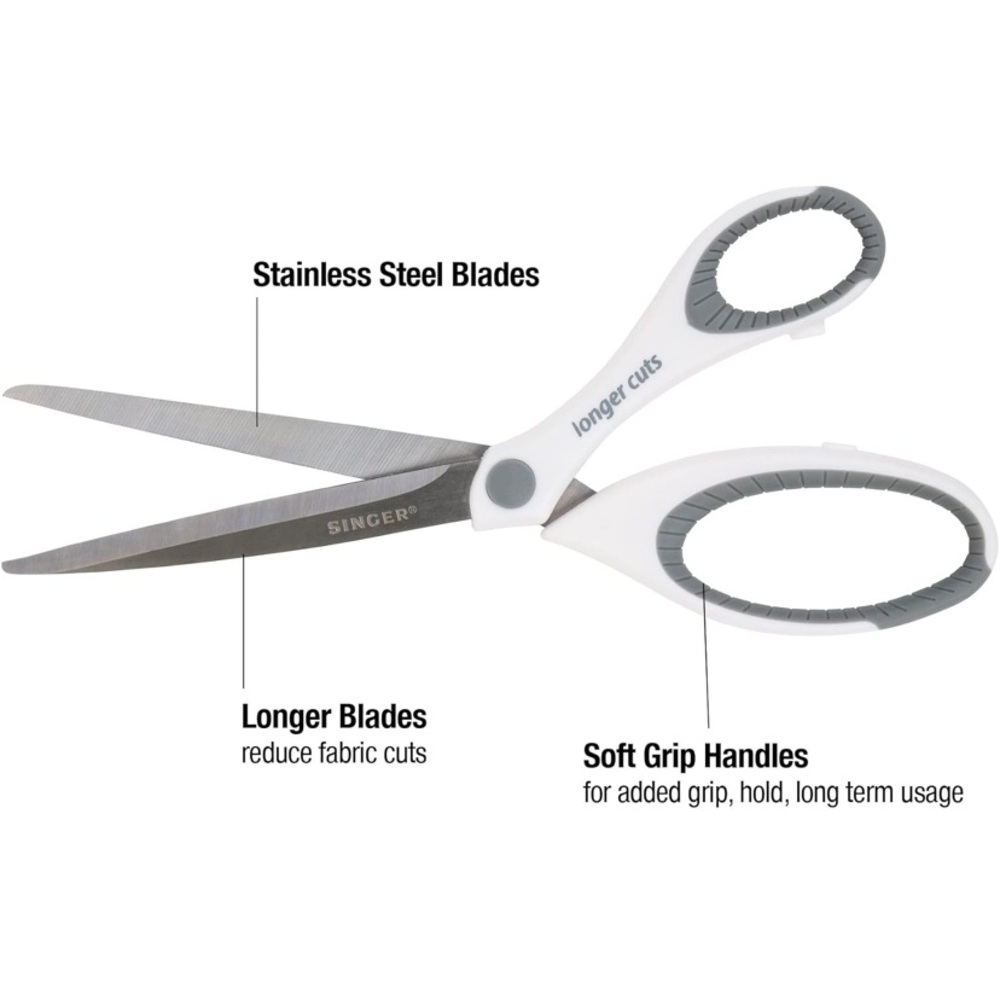 SINGER 3pc Comfort-Grip White and Gray Scissors Set - NEW in package - Picture 3 of 11